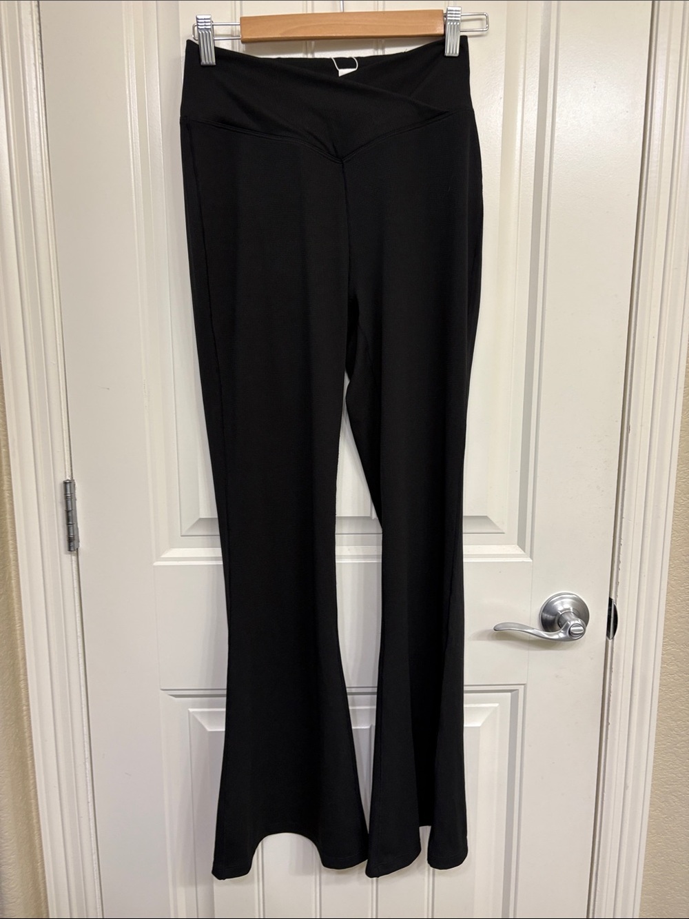 HALARA Black Flared Yoga Pants with Crossover Waistband